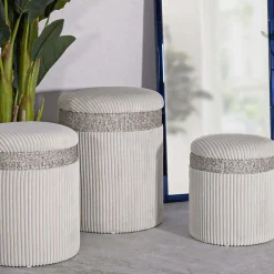 Mauro Ferretti Set de 3 poufs coffre en MDF Curtain* Pouf Et Poire