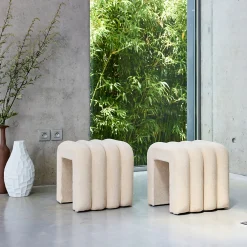 Sweeek Set de 2 poufs contemporains en tissu beige* Pouf Et Poire