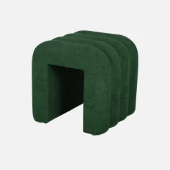 Sweeek Set de 2 poufs contemporains en tissu vert foncé