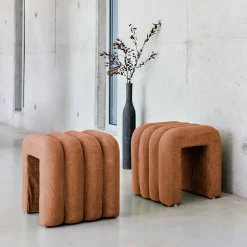 Sweeek Set de 2 poufs contemporains en tissu orange* Pouf Et Poire