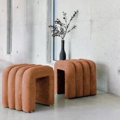 Sweeek Set de 2 poufs contemporains en tissu orange* Pouf Et Poire