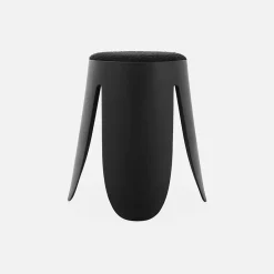 Sweeek Set de 4 tabourets empilables noirs. bouclette texturée. NIKI. D.30 / 44 x H46cm* Pouf Et Poire