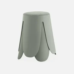 Sweeek Set de 2 tabourets empilables vert céladon. bouclette texturée. NIKI. D.30 / 44 x H46cm* Pouf Et Poire