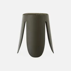 Sweeek Set de 4 tabourets empilables kaki foncé. bouclette texturée. NIKI. D.30 / 44 x H46cm* Pouf Et Poire