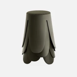Sweeek Set de 4 tabourets empilables kaki foncé. bouclette texturée. NIKI. D.30 / 44 x H46cm* Pouf Et Poire