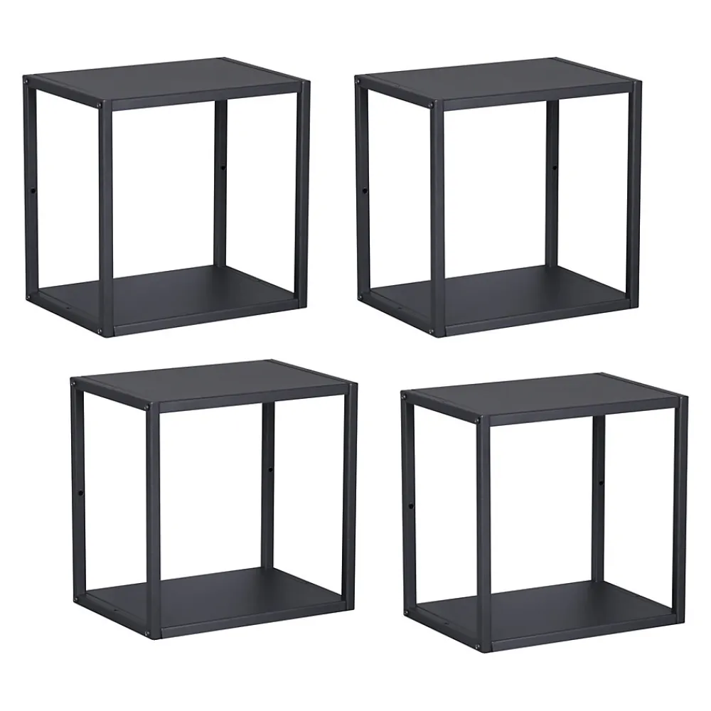 [En.Casa] Set de 4 étagères murales Nostened acier 28 x 28 x 20 cm noir en.casa* Etagère Murale
