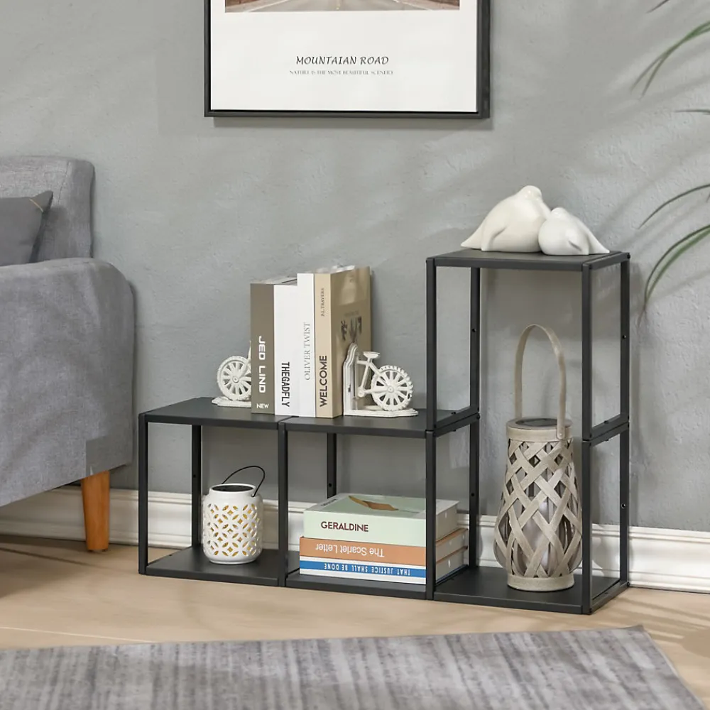 [En.Casa] Set de 4 étagères murales Nostened acier 28 x 28 x 20 cm noir en.casa* Etagère Murale
