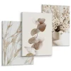 Discount Muralo Set De Tableaux Fleurs Feuilles Nature 90cm x 40cm - Parfait pour décorer votre salon, chambre ou bureau avec un design unique et