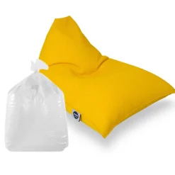 Soo Santaï Set Lazy Bro fauteuil poire + polystyrène 140x 120x90cm intérieur & extérieur, déhoussable et résistant aux UV, Jaune* Pouf Et Poire