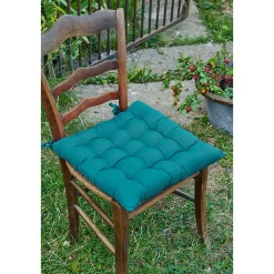 Online Altobuy SOPHIE - Coussin de Chaise Matelassé 38x38cm Coton Coloris Paon