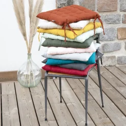 Online Altobuy SOPHIE - Coussin de Chaise Matelassé 38x38cm Coton Coloris Paon