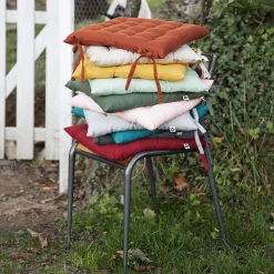 Online Altobuy SOPHIE - Coussin de Chaise Matelassé 38x38cm Coton Coloris Paon