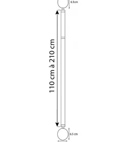 Secodir SPHERE - Kit Tringle Extensible 110-210 cm diamètre 16/19 mm* Barre À Rideau Extensible