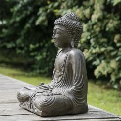 Wanda Collection Statue bouddha assis position offrande brun 42 cm* Statue Décorative