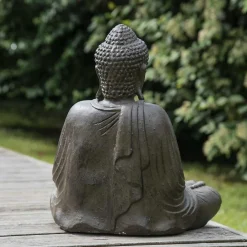Wanda Collection Statue bouddha assis position offrande brun 42 cm* Statue Décorative