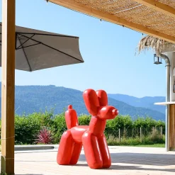 Wanda Collection Statue chien ballon rouge 100 cm* Statue Décorative