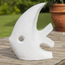 Wanda Collection Statue design de jardin poisson petit modèle blanc 50cm