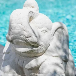 New Wanda Collection Statue eléphant assis 40cm blanc crème