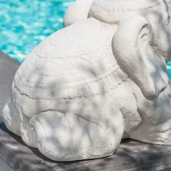 New Wanda Collection Statue eléphant assis 40cm blanc crème