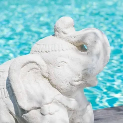 New Wanda Collection Statue eléphant assis 40cm blanc crème