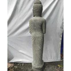 New Wanda Collection Statue en pierre volcanique bouddha debout position prière 1,50 m