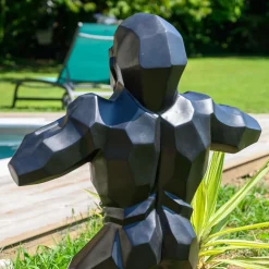Wanda Collection Statue jardin gorille origami noir 80 cm* Statue Décorative