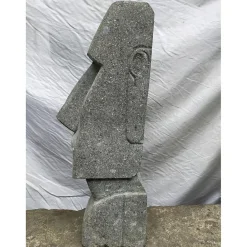 Clearance Wanda Collection Statue jardin zen moai visage allongé en pierre volcanique 100 cm