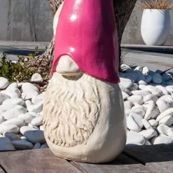 Wanda Collection Statue moderne jardin tomte suédois rose 50 cm* Statue Décorative