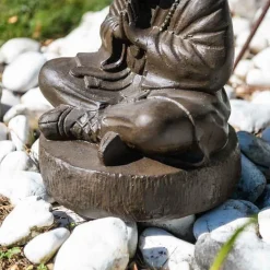 Hot Wanda Collection Statue moine shaolin brun antique 40 cm