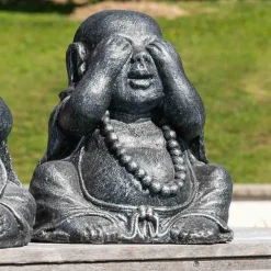 Wanda Collection Statues de bouddha sagesse patiné gris 40 cm* Statue Décorative