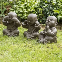 Wanda Collection Statues moine de la sagesse patiné brun antique 40 cm* Statue Décorative