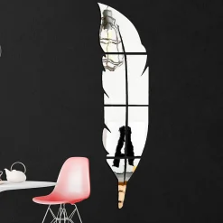 Hot Ambiance Sticker Sticker miroir plume 120 x 30 cm - Autocollants stickers adhésifs effet miroir