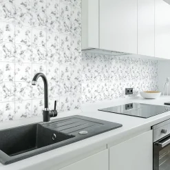 Sale Ambiance Sticker Sticker Mural Carrelage adhésif Cuisine Salle de Bain - 24 STICKERS CARRELAGES EFFET MARBRE NOIR ET BLANC - 24stickers15x15cm