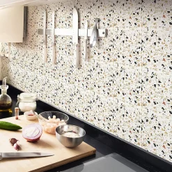 Hot Ambiance Sticker Sticker Mural Carrelage adhésif Cuisine Salle de Bain - 24 STICKERS CARRELAGES TERRAZZO PIANO - 24stickers15x15cm