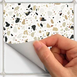 Hot Ambiance Sticker Sticker Mural Carrelage adhésif Cuisine Salle de Bain - 24 STICKERS CARRELAGES TERRAZZO PIANO - 24stickers15x15cm