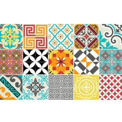 Hot Ambiance Sticker Sticker Mural Carrelage adhésif Cuisine Salle de Bain - 15 STICKERS CARRELAGES AZULEJOS MOSAÏQUE MULTICOLORE - 15stickers10x10cm