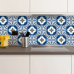 Ambiance Sticker Sticker Mural Carrelage adhésif Cuisine Salle de Bain - 24 STICKERS CARRELAGES AZULEJOS ZINA - 24stickers15x15cm* Sticker Et Adhésif Décoratif