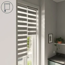 Best GoodHome Store enrouleur jour / nuit sans perçage Brize gris chiné l.40 x H.140cm
