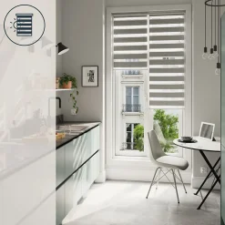 Best GoodHome Store enrouleur jour / nuit sans perçage Brize gris chiné l.90 x H.240cm