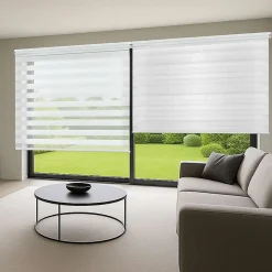 Best Storesdeco Store Enrouleur Jour Nuit Drop double tissage Blanc 120 x 250 cm