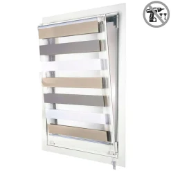 Best Storesdeco Store Enrouleur Jour Nuit sans perçage EasyFix Blanc-gris-beige 75 x 180 cm
