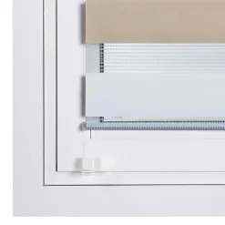 Best Storesdeco Store Enrouleur Jour Nuit sans perçage EasyFix Blanc-gris-beige 75 x 180 cm