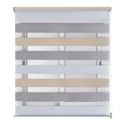 Best Storesdeco Store Enrouleur Jour Nuit sans perçage EasyFix Blanc-gris-beige 75 x 180 cm