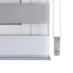 Best Storesdeco Store Enrouleur Jour Nuit sans perçage EasyFix Blanc-gris-beige 75 x 180 cm