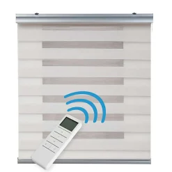 Best Storesdeco Store Enrouleur Motorisé Jour Nuit avec Batterie, Double Tissu, Finitions Aluminium Beige 160 x 250cm