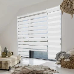 Discount IDMarket Store enrouleur zébré jour nuit 60 x 230 cm blanc