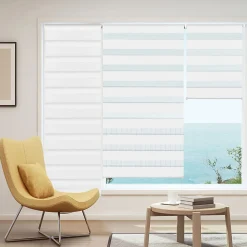 Discount IDMarket Store enrouleur zébré jour nuit 60 x 230 cm blanc