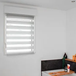 New Volet-Moustiquaire Store Jour Nuit L 72 cm x H 150 cm gris sans perçage