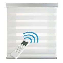Clearance Storesdeco Store Motorisé Jour Nuit Enrouleur Moteur télécommande. Stores motorisés automatiques Batterie Finitions Aluminium Blanc 120x250
