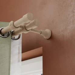 Clearance GoodHome Support double tringle à rideau à percer Symi bois de frêne beige Ø28mm